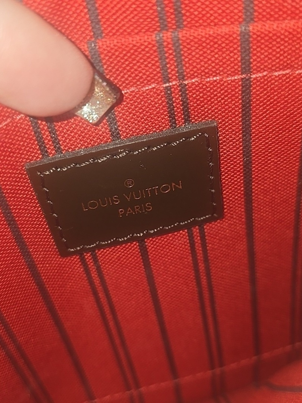 Louis Vuitton Brown/Red Damier Ebene Neverfull MM Pochette Wristlet (NWOT)COA✨️ - Picture 11 of 16